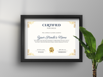 Funcle membership + PRINTED Certificate