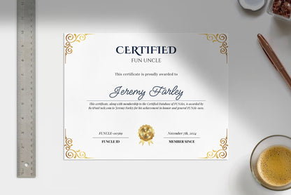 Funcle membership + PRINTED Certificate